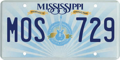 MS license plate MOS729