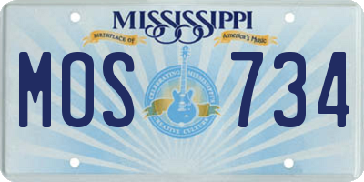 MS license plate MOS734