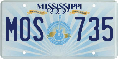 MS license plate MOS735