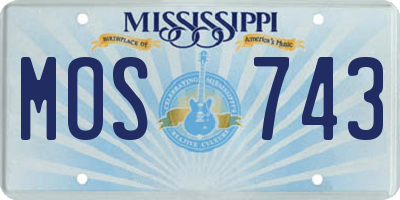 MS license plate MOS743