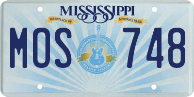 MS license plate MOS748