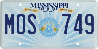 MS license plate MOS749