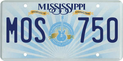 MS license plate MOS750