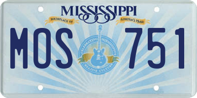 MS license plate MOS751
