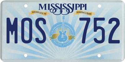 MS license plate MOS752