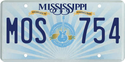 MS license plate MOS754