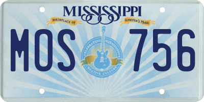 MS license plate MOS756