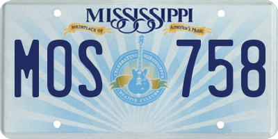 MS license plate MOS758