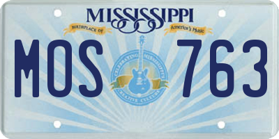 MS license plate MOS763