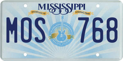 MS license plate MOS768