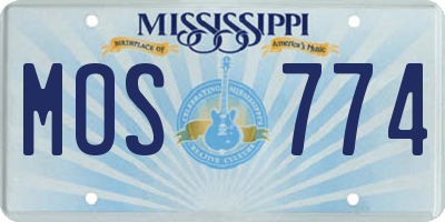 MS license plate MOS774