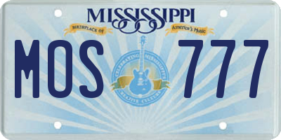 MS license plate MOS777
