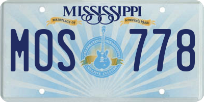 MS license plate MOS778