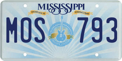 MS license plate MOS793
