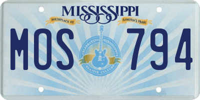 MS license plate MOS794