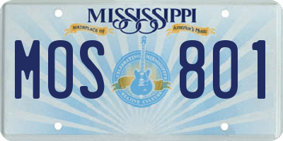 MS license plate MOS801