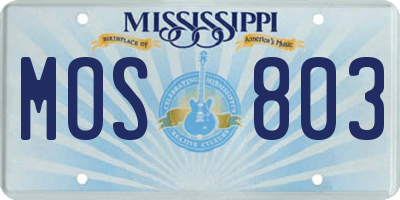 MS license plate MOS803