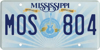 MS license plate MOS804
