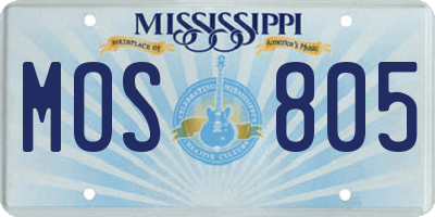 MS license plate MOS805