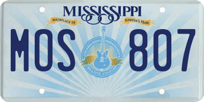 MS license plate MOS807