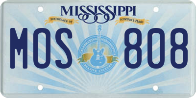 MS license plate MOS808