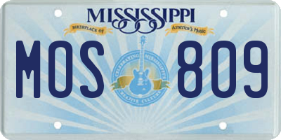 MS license plate MOS809