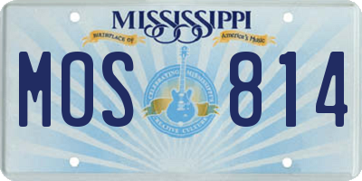 MS license plate MOS814