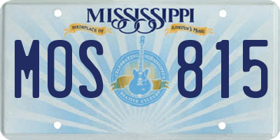 MS license plate MOS815