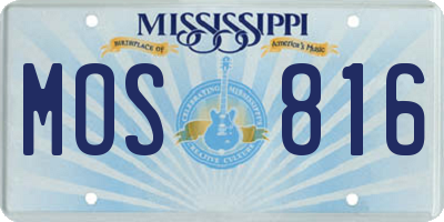 MS license plate MOS816