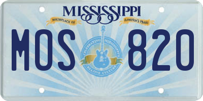 MS license plate MOS820