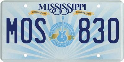 MS license plate MOS830