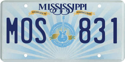 MS license plate MOS831