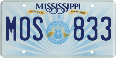MS license plate MOS833