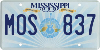 MS license plate MOS837