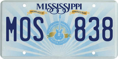 MS license plate MOS838