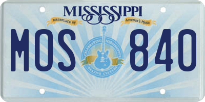 MS license plate MOS840