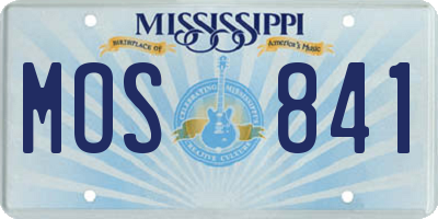 MS license plate MOS841