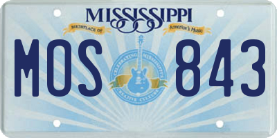 MS license plate MOS843