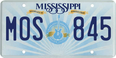 MS license plate MOS845
