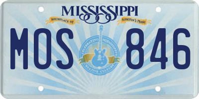 MS license plate MOS846