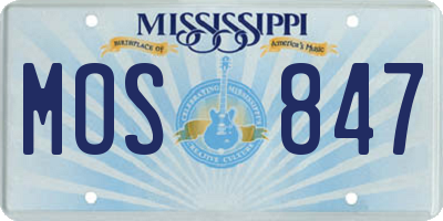 MS license plate MOS847