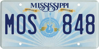 MS license plate MOS848