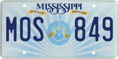 MS license plate MOS849
