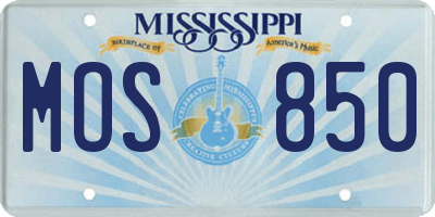 MS license plate MOS850
