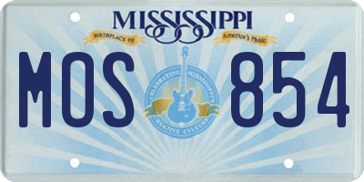 MS license plate MOS854