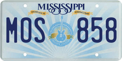 MS license plate MOS858