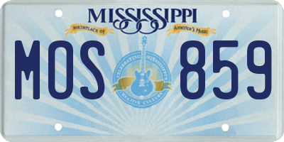 MS license plate MOS859