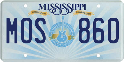 MS license plate MOS860