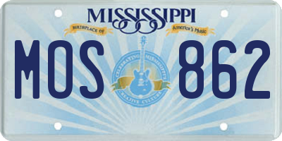 MS license plate MOS862