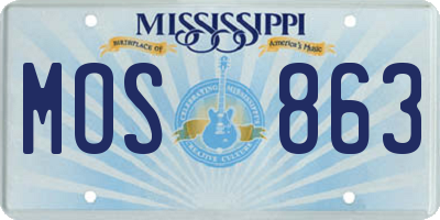 MS license plate MOS863